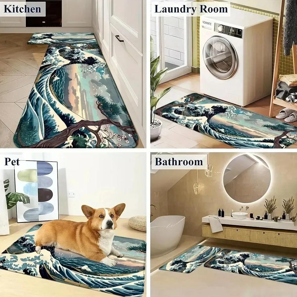 1PC Vegetables pattern Kitchen Rugs Non-Slip Door Mats Pop design Living room Rugs Bath Mat Carpet for Home Sink Laundry Decor