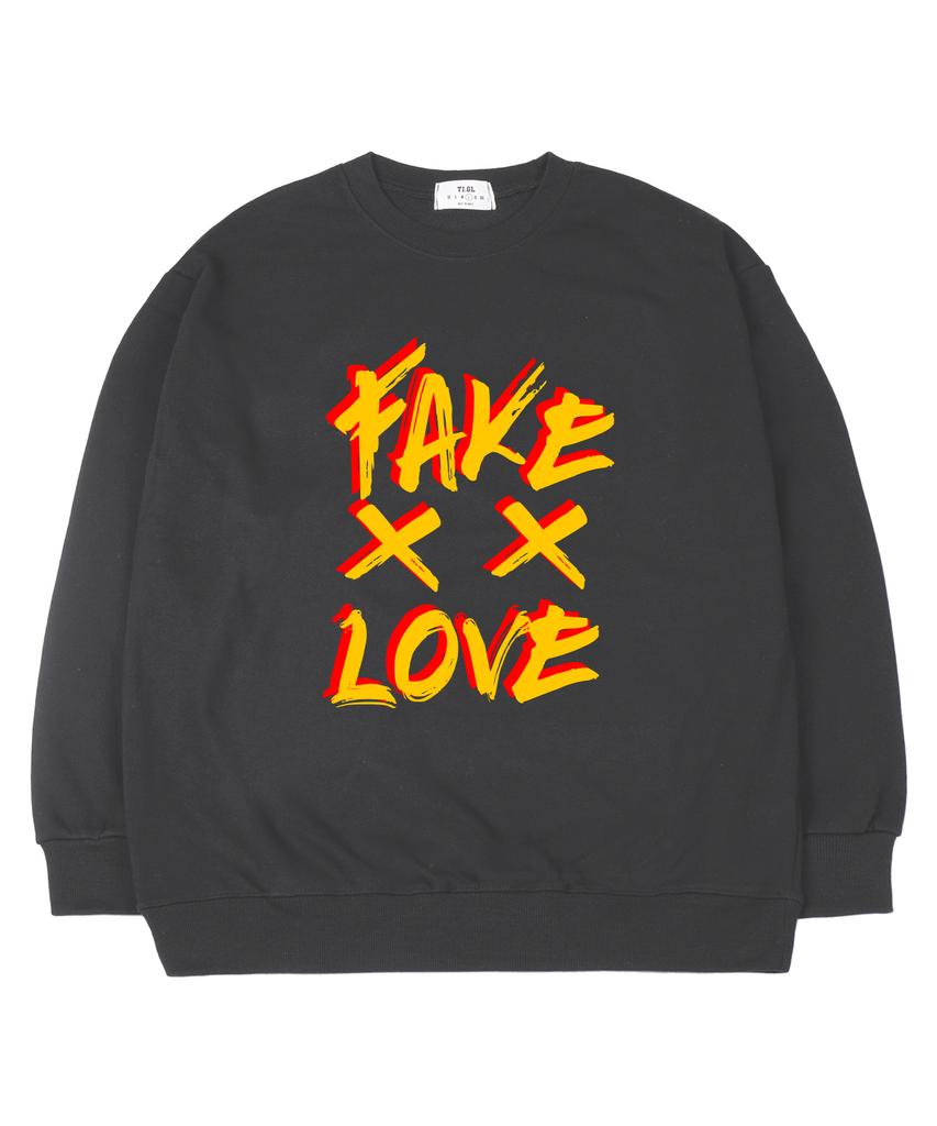 TI.GLAKE Fake Love Oversized Sweatshirt Dark Gray