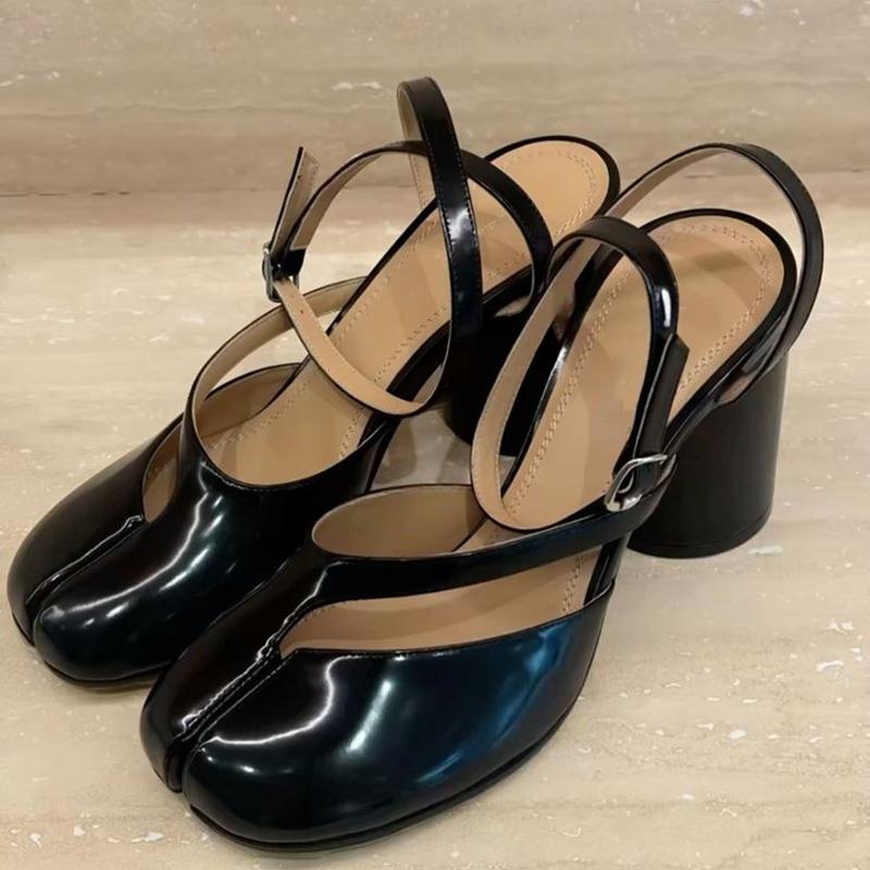 Brand Design Tabi Boots Split Toe Chunky High Heel Women Boots Leather  Mujer Fashion Autumn Women Shoes Botas Mujer