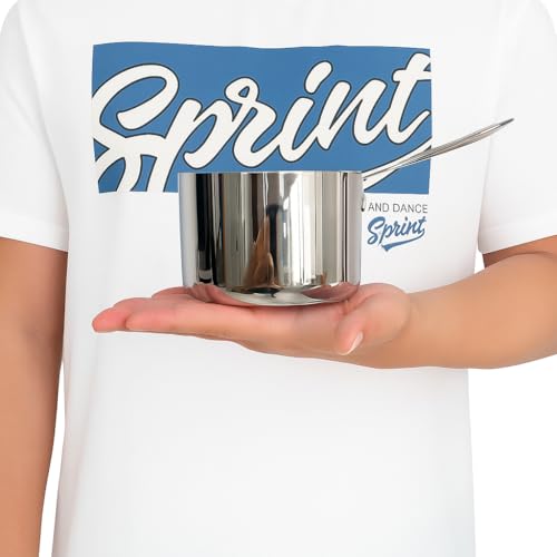 IMEEA Rondel, Garnek do sosów, Stal nierdzewna 18-10, Kompatybilny z indukcją, 450 ml, Mini rondel, Srebrny