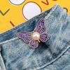 2Pcs Pearl Butterfly Adjustable Pant Waist Tightener Jeans Alloy Button No Sewing Required Easy To Install Accessory Pins