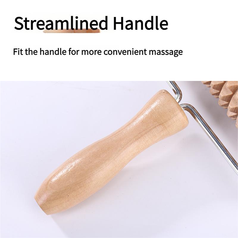 Drewniany ręczny masażer rolkowy do stóp, twarzy, szyi, pleców, ulga, naturalny patyczek do akupresury z ergonomicznym uchwytem, narzędzie do łagodzenia bólu mięśni