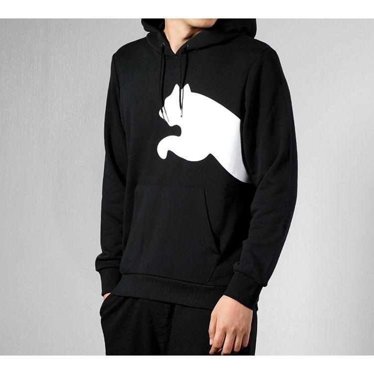 Puma Big Logo Knit Hoodie Men Tops Black 580566-01