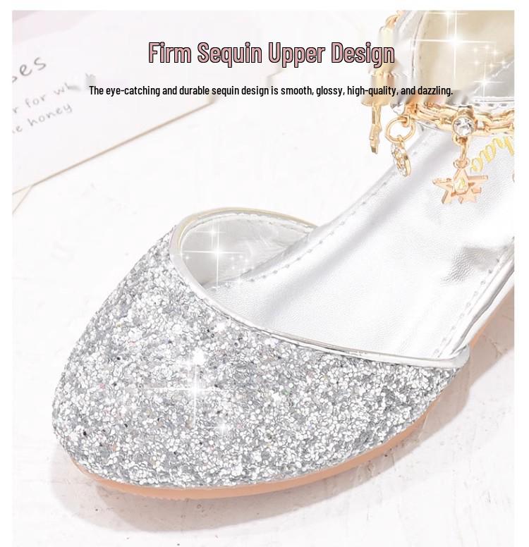 Girls' Sparkly Gold & Silver Princess Crystal High Heels for Kids