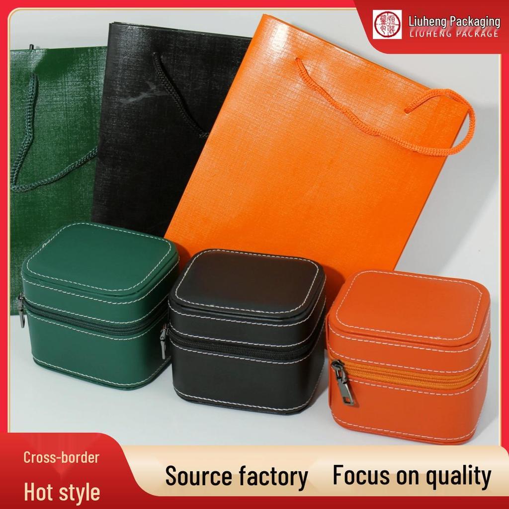 Luxury PU Leather Zippered Watch Box for Men