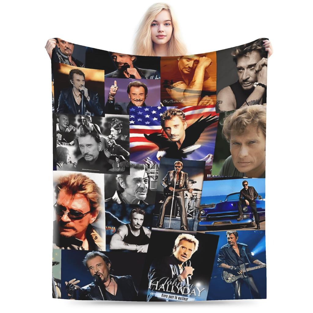 French Singer Johnny Hallyday Rock Star Blanket Quality Warm Soft  Throw Blanket Spring Boy Girl Couch Chair Bedspread