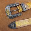 Men's Retro Genuine Leather Embossed Belt with Copper Pin Buckle for Business Casual or Jeans