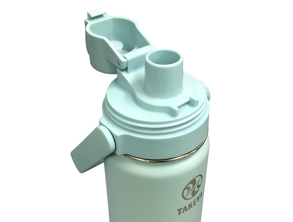 Official Takeya Takeya Flask Go Cup 0.4L Soft Green with Cup, Stainless Steel Water Bottle, 400ml, for Kids