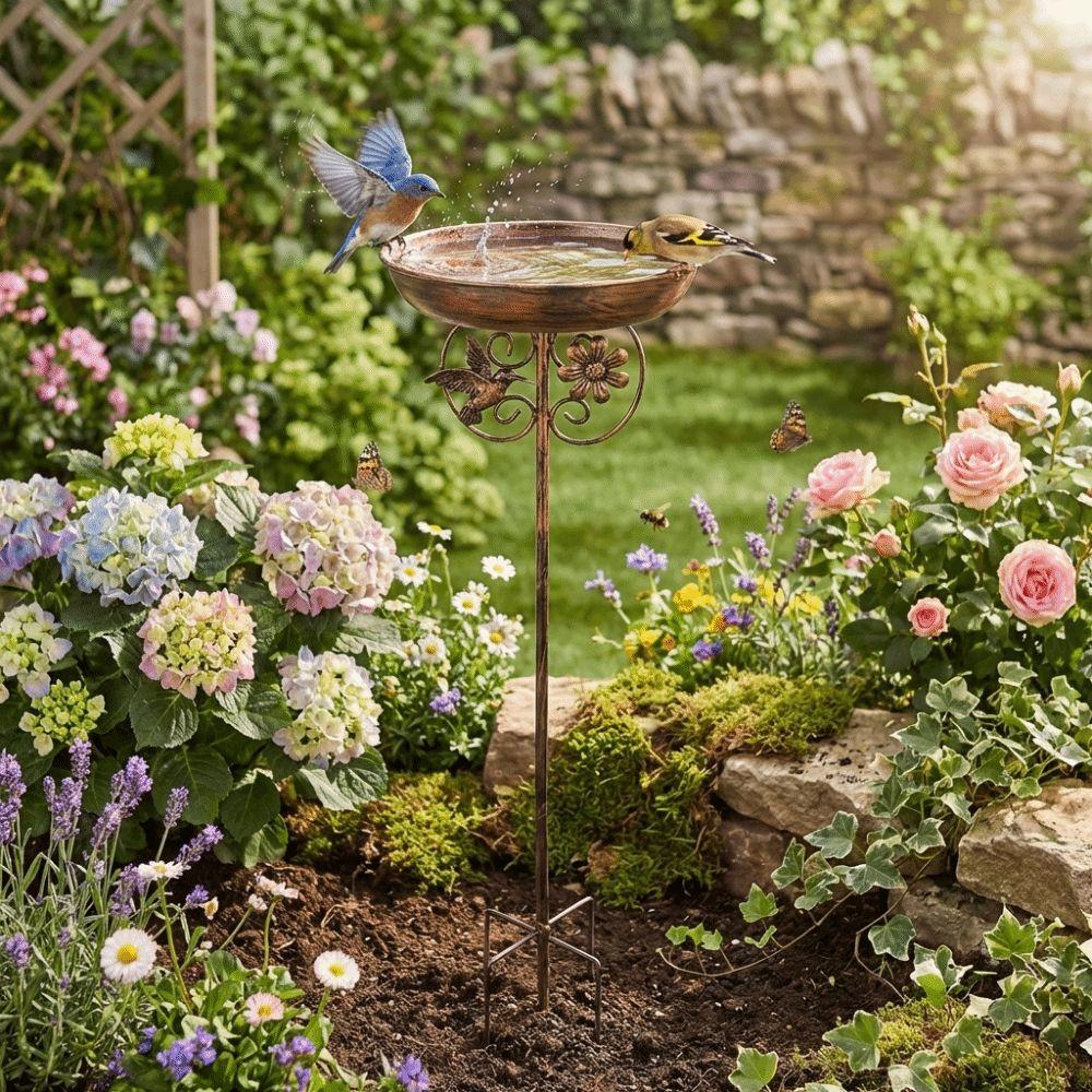 Heavy Duty Metal Bird Feeder Five Prongs Base Feeding Stations Vintage Outdoor Bird Bath Patio
