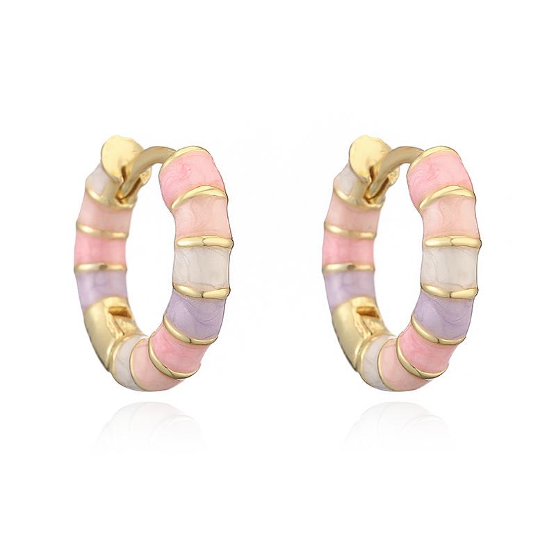 15MM Enamel Dripping Oil Craft Sweet and Colorful Earrings Ethnic Style Personalized Women's Jewelry 1 Pair