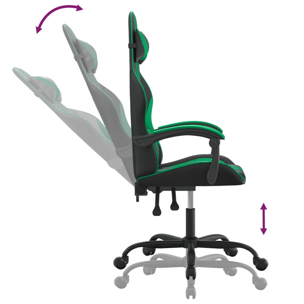 Gaming Chair Black and Green Artificial Leather