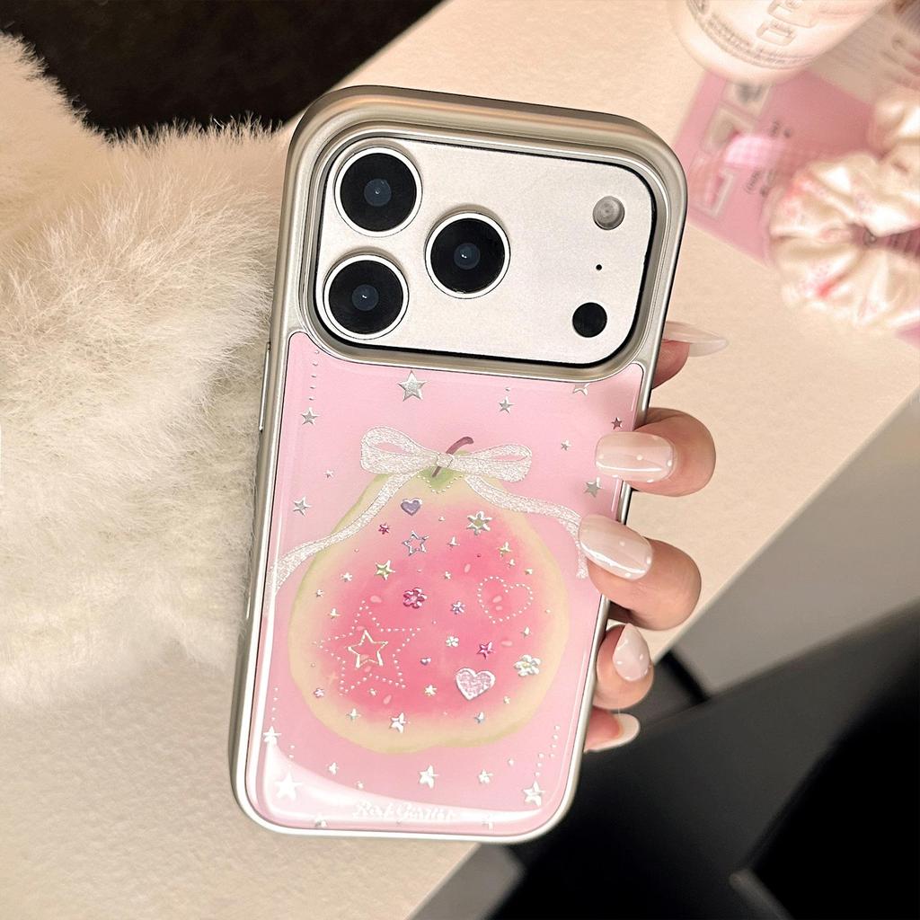 Creative Colored Diamond Pink Guava Phone Case for iPhone 16, iPhone 17, iPhone 17 Pro Max