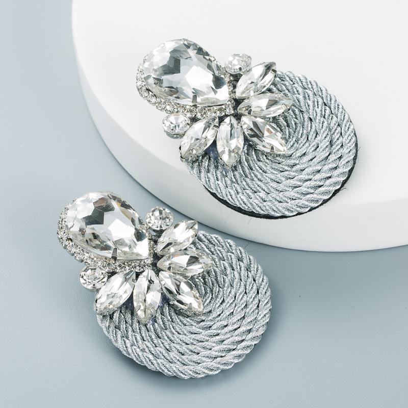 Personalized Design Large Water-drop Colored Glass Crystal Elastic Rope Woven Earrings for Women, Ear Pendants.