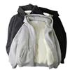 Men's/Women's Warm Plus Velvet Hooded Cardigan - Thick, Loose-Fit, Solid Color Zipper Sweater for Fall/Winter