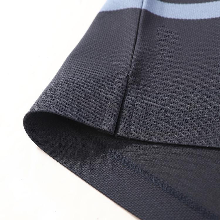 Summer Classic Striped Business Casual Silk Slippery Cool Drop Short Sleeve Polo Shirt with Mulberry Silk