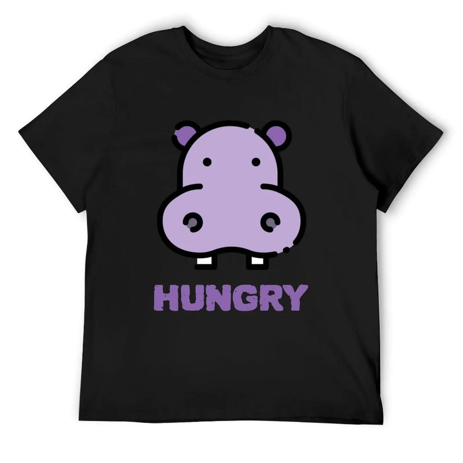 Hungry Hippo - Cute Baby Hippo T-Shirt sports fans basketball graphic tees topping anime clothes mens t shirts top quality S