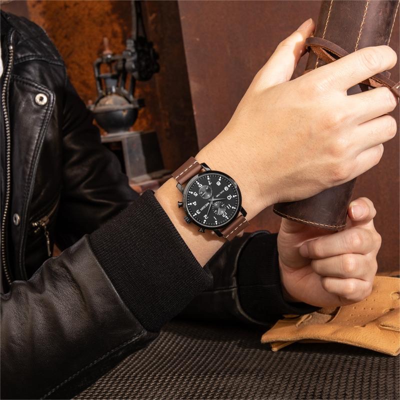 Relojes Hombre Megir 2160 Luxury Chronograph Quartz Watches Custom Logo Leather Men Wrist Watch