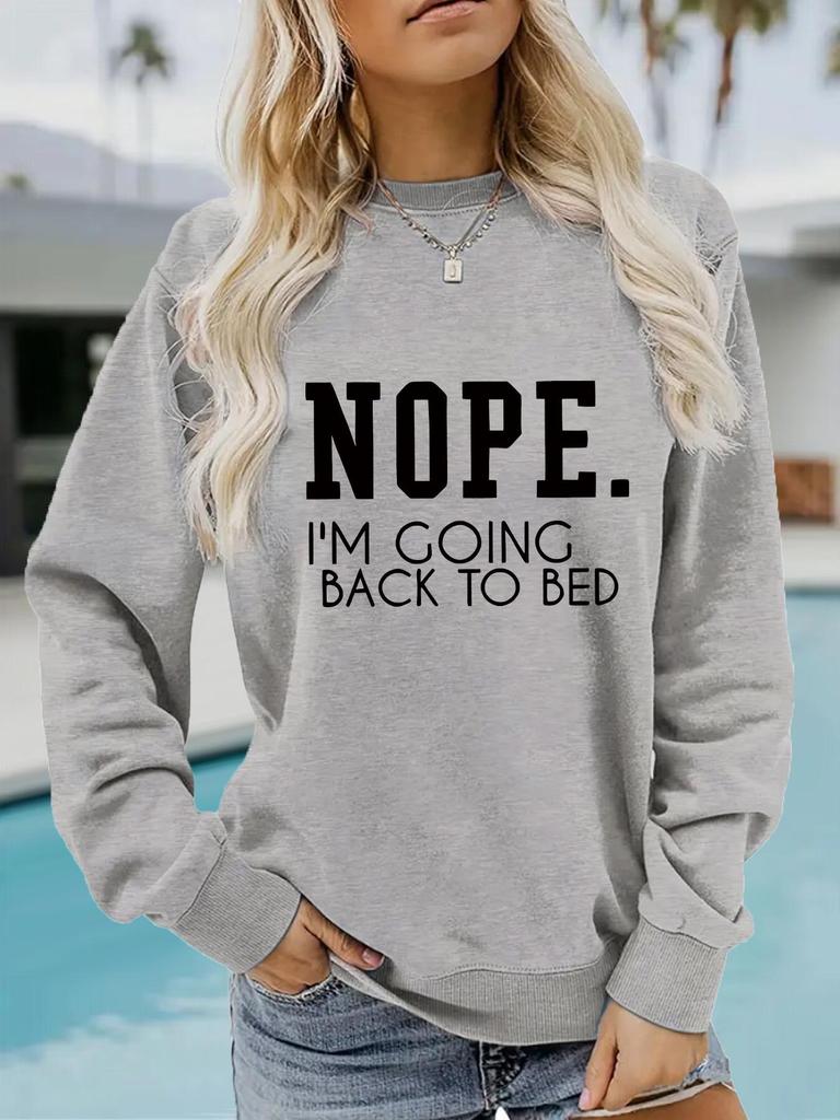 European and American Autumn/Winter Women's 'NOPE' Round Neck Pullover Sweatshirt