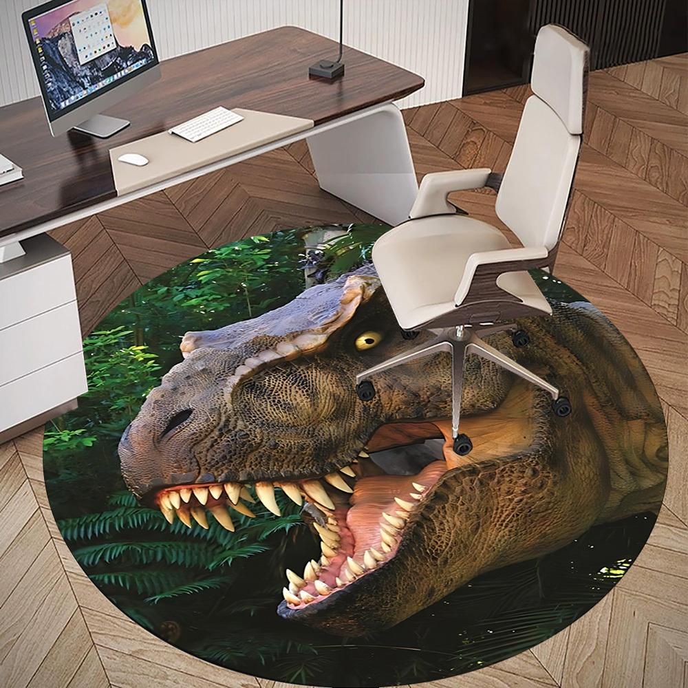 1pc Tyrannosaurus rex, prehistoric Round Chair mat Area Rug - Non-Slip, Floor Mat for Office, Bedroom, and Indoor Decor c1125323