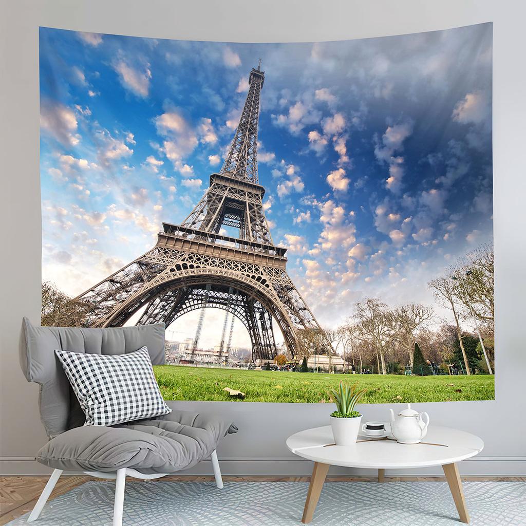 Eiffel Tower Tapestry Water Reflection Tapestry French Architecture Tapestry Living Room Bedroom Dorm Decor Background Cloth