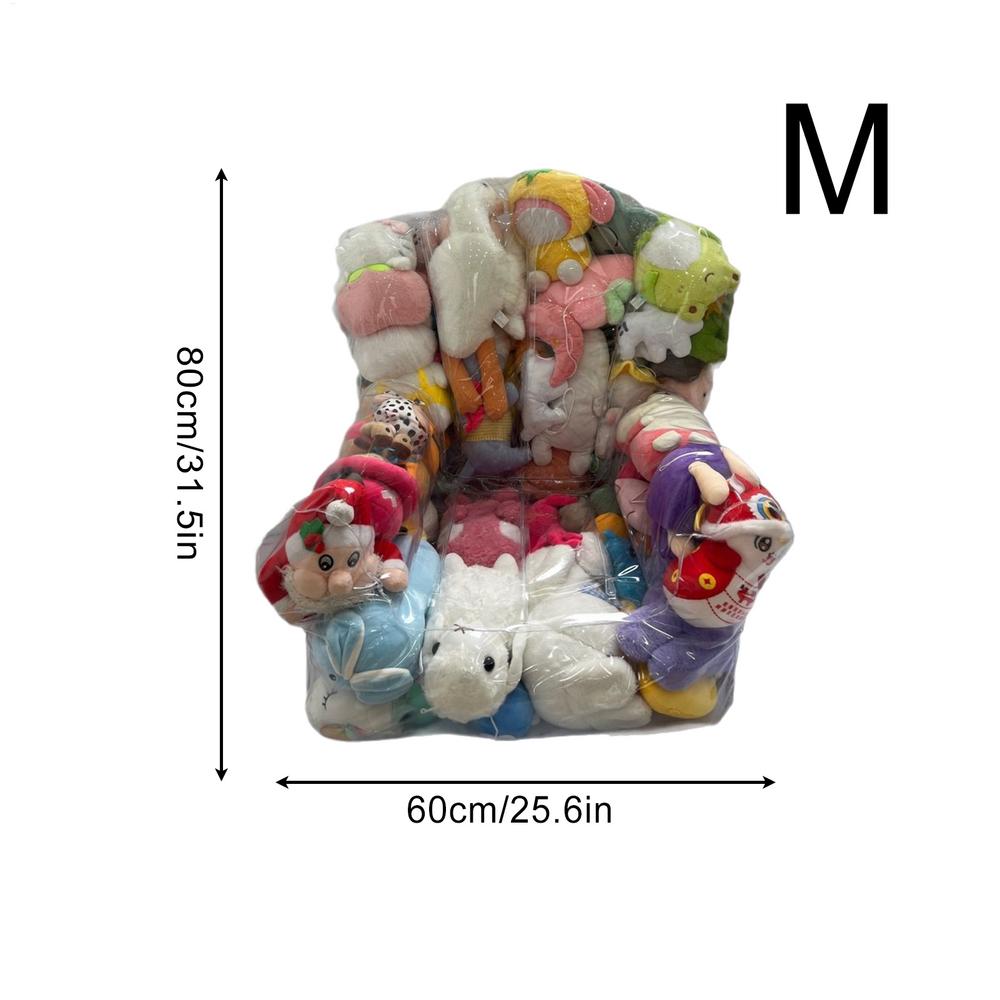 Transparent Children Plush Toys Storage Chair Cover Bean Bag With Zipper Waterproof Capacity Large Doll Storage Bags