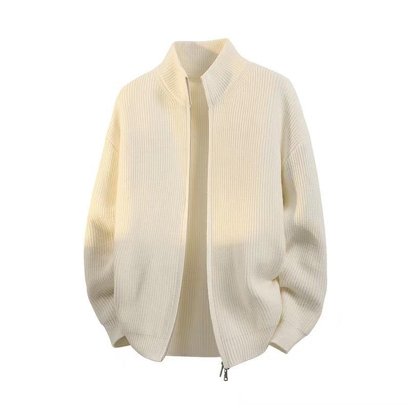 Men's 2025 Stand Collar Zip Knit Cardigan - Casual, Loose-Fit, Trendy Outerwear