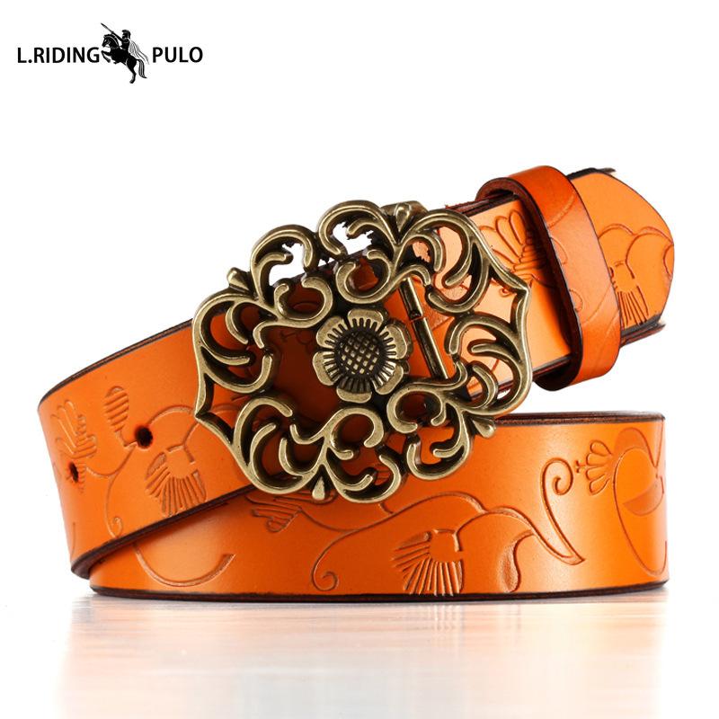 Vintage pásek z hovězí kůže Etnický styl Džíny Pravá kožená opasek Dámská móda Univerzální Dámský opasek