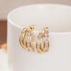 Huitan Chic Stud Earrings with Princess Cut Cubic Zirconia Modern Fashion Women's Ear Stud Gold Color Daily Statement Zircon