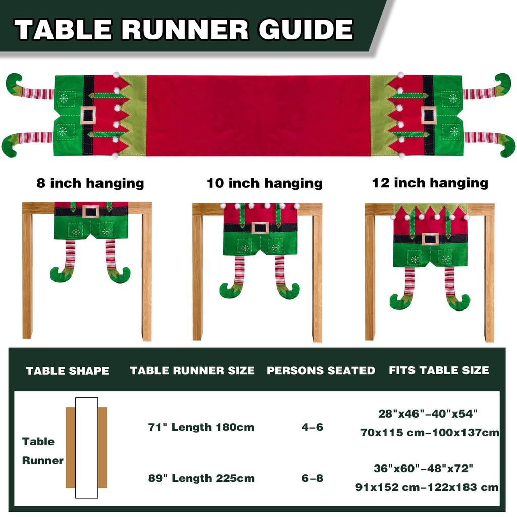 Christmas Table Runner Table Decoration, Long Legged Pompom Christmas Tablecloth Decoration