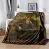Odin Norse God Fleece Blanket, Viking Odin on Yggdrasil Throne with Wolves and Ravens Print Throw Blanket, Soft Blanket for Sofa Bedroom Decor