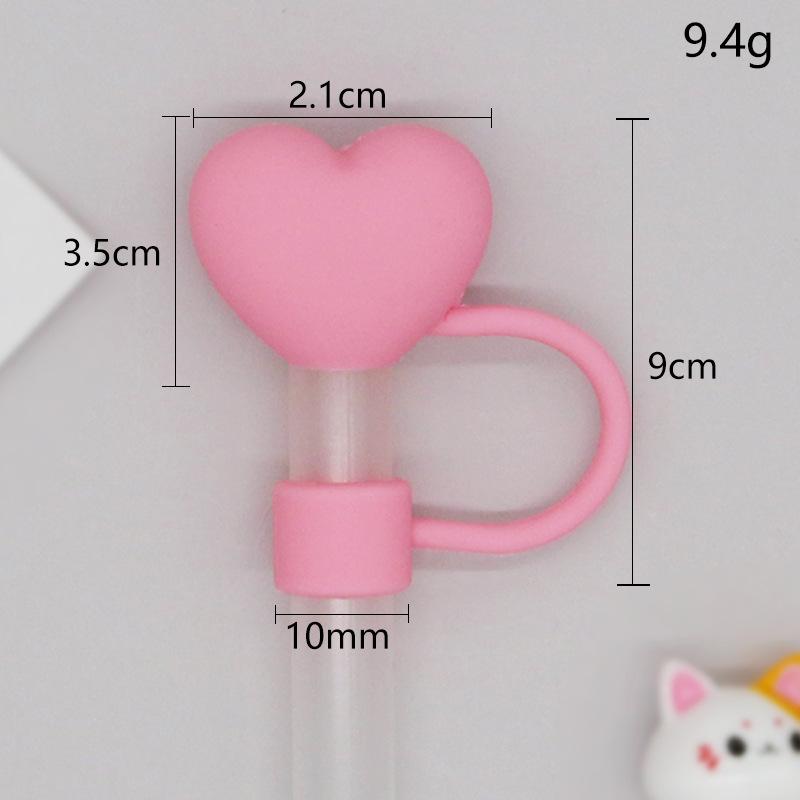 

10mm Straw Covers Cap Compatible for Stanley 30&40 Oz Tumbler Cute Heart-shaped Reusable Drink Straws Covers Kitchen Tools рожевий