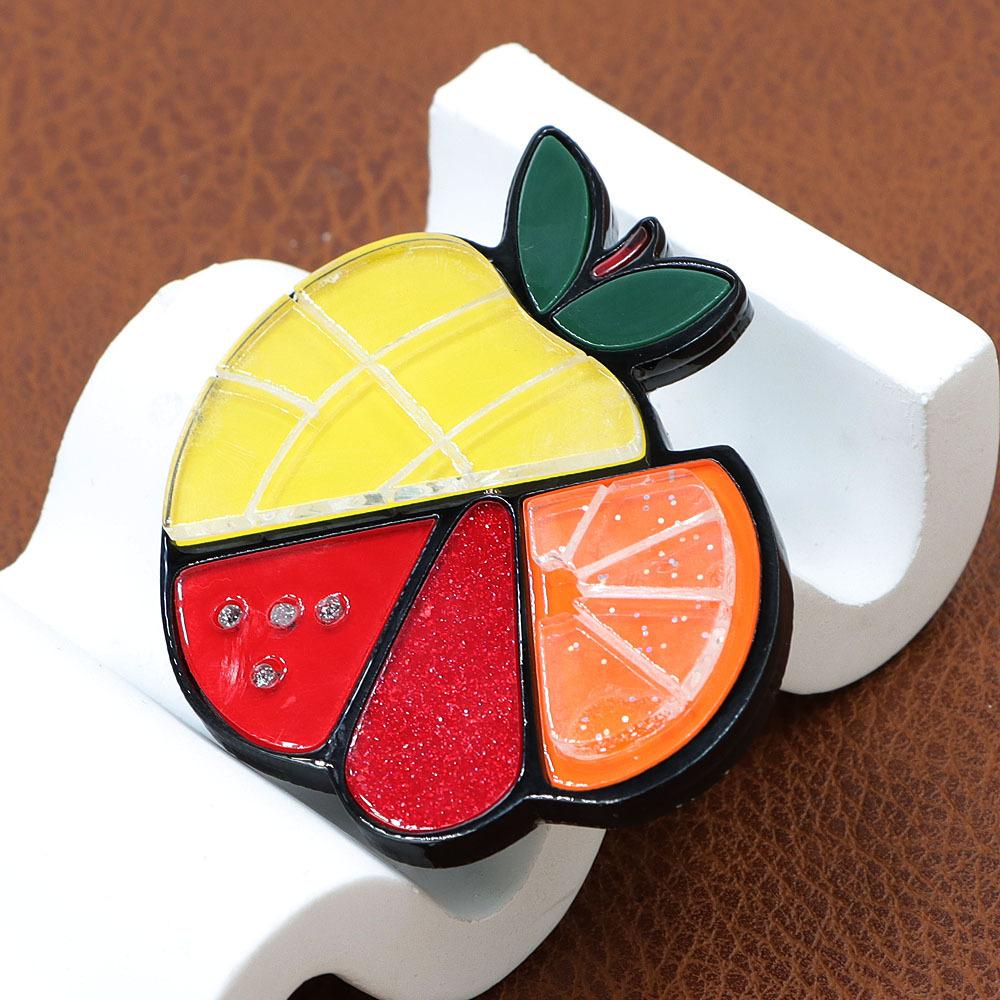 Handmade splicing acrylic sheet orange watermelon fruit brooch