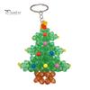 Handmade Beaded Christmas Tree Keychain, Faux Crystal Xmas Pendant, Festive Bead Keychain Craft 3D Holiday Key Ring Charm Accessory for Home