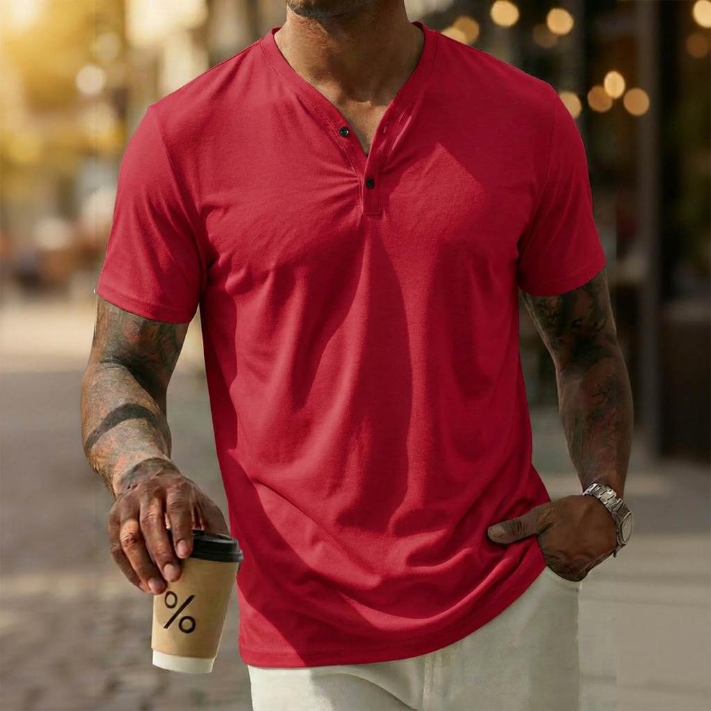 Men's New Lightweight Breathable Fashion V-neck Daily Basic Casual Sports T-shirt