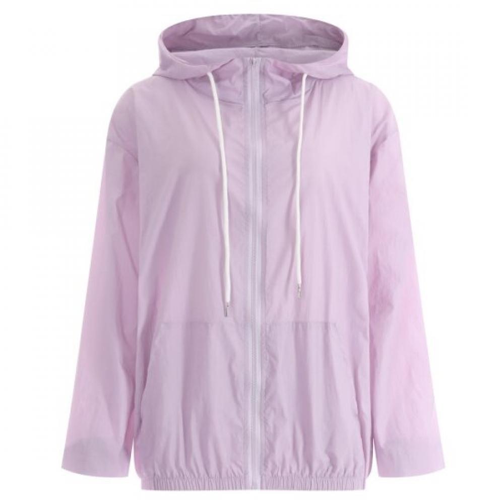 Shop Women Windbreaker Hooded Jacket Steel Neck Daily Sports Pic Wjp 1536 Pur