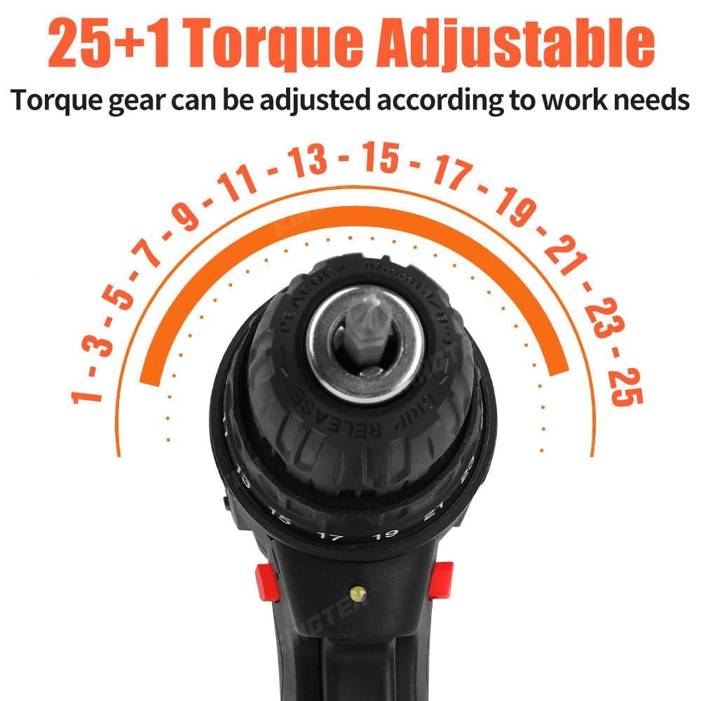 88VF Multifunctional Cordless Electric Hand Drill Cordless Electric Screwdriver Power Drill Tool 25+1 Torque Screwdriver Set
