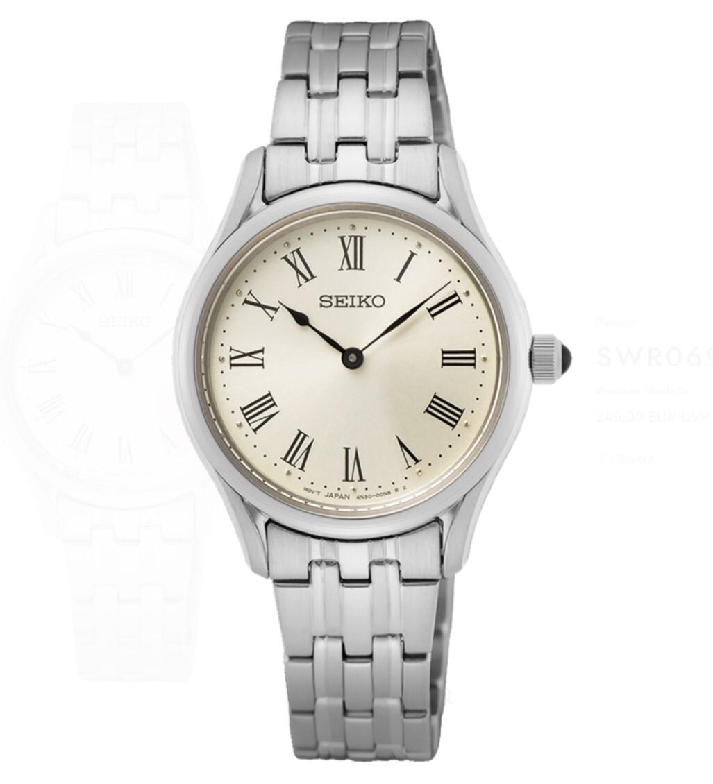 

Женские кварцевые часы SEIKO Classic с сапфировым стеклом и корпусом из нержавеющей стали SWR069P1 белый