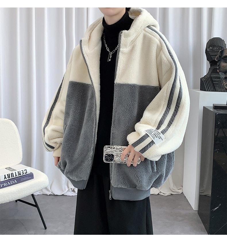 Men's Trendy Lambswool Coat with Velvet Lining - Winter Stand Collar Jacket for Couples