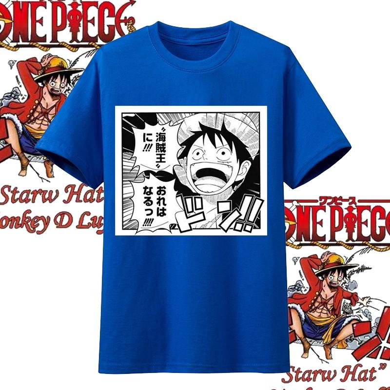One Piece Anime Straw Hat Member Printing Oversized Cotton Tshirt Men and Women Comfortable Y2K Childrens Clothing Summer Tees