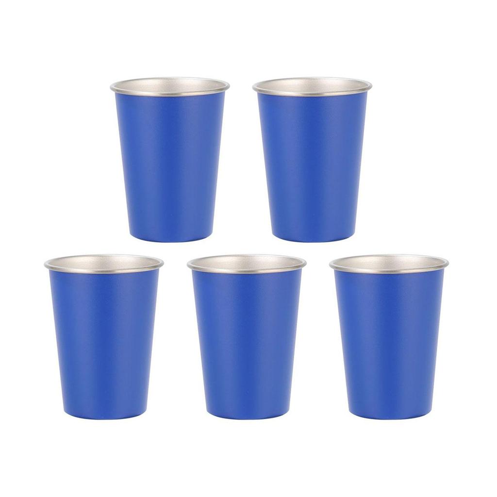 Stainless Steel Cups 350ml (5 Pack) Children Adult Stainless Steel Coffee Cups Stackable Durable Metal Drinking Glasses for Home Party Camping Outdoor