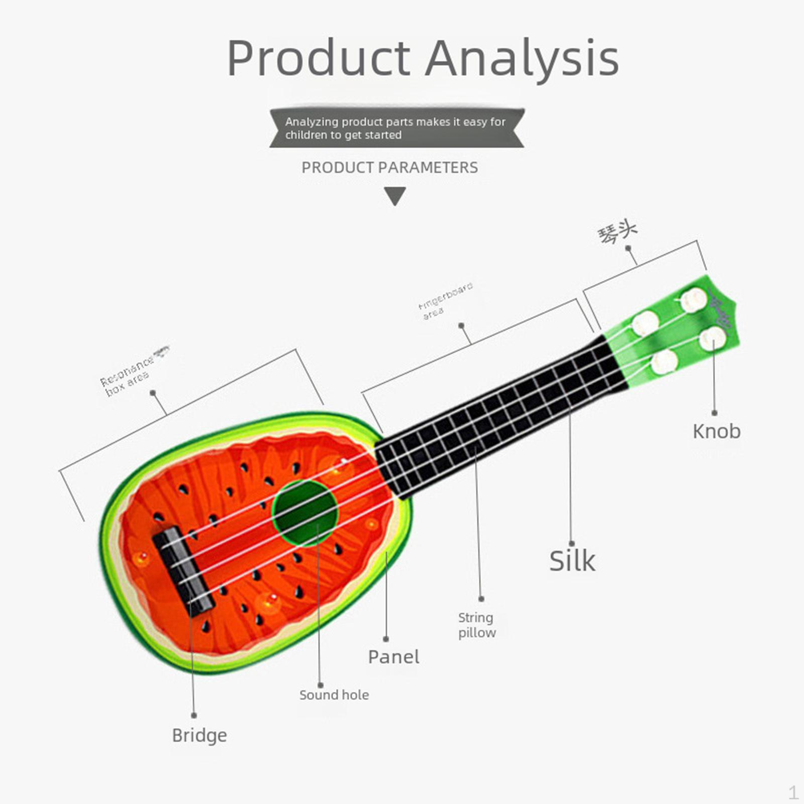 

Children s Ukulele 12.8 Inch Music Toy with Pick Small Guitar Learning Tool for Ages 1 And Up Watermelon