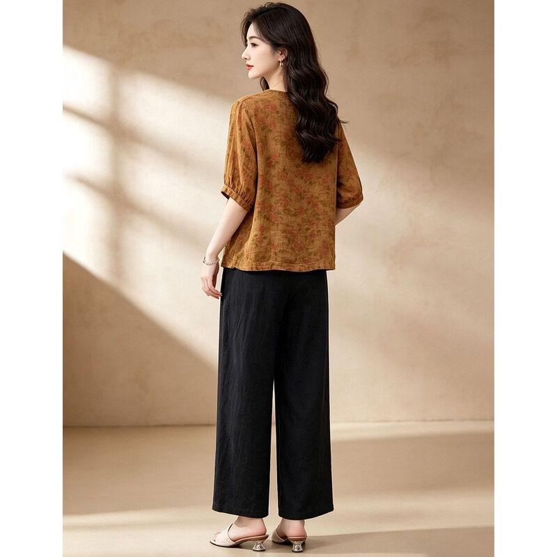 D.F.DEAR Women's Light Mature Floral Two-Piece Outfit