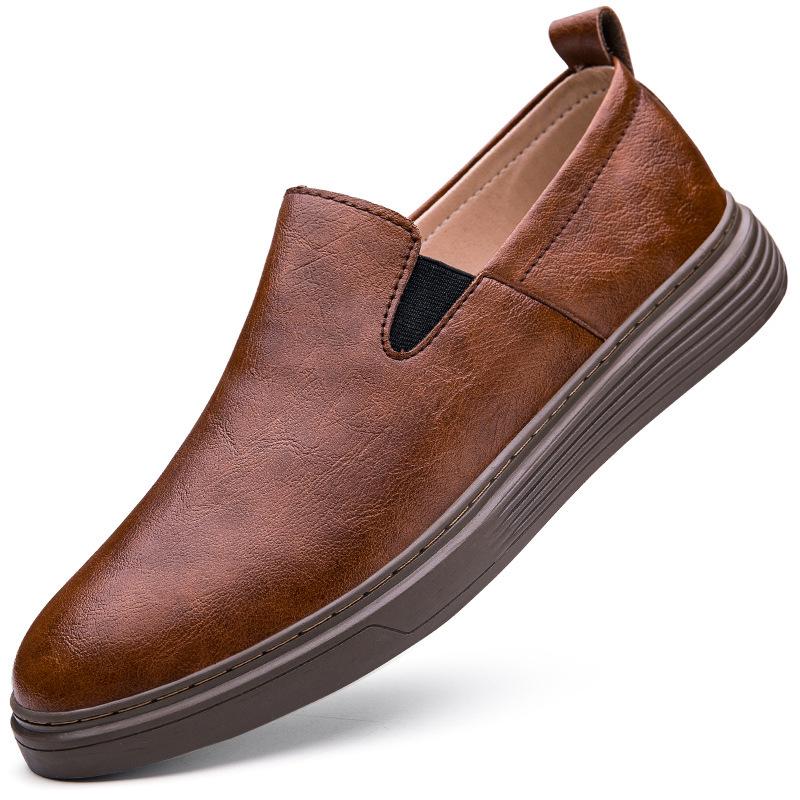 Men's Slip-On Breathable Leather Shoes, Sizes 36-48, Soft Sole, Hand-Stitched