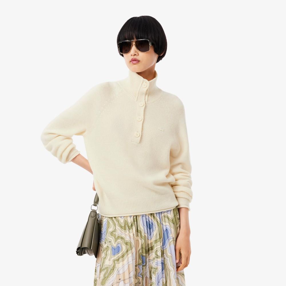 [lacoste] Women s Carded Wool Half-Button Sweater AF4010-55NXFJ 34