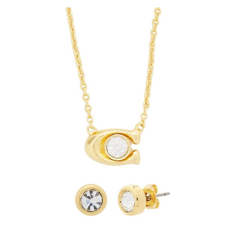 COACH Simple high-end suit design brass necklace women s gold
