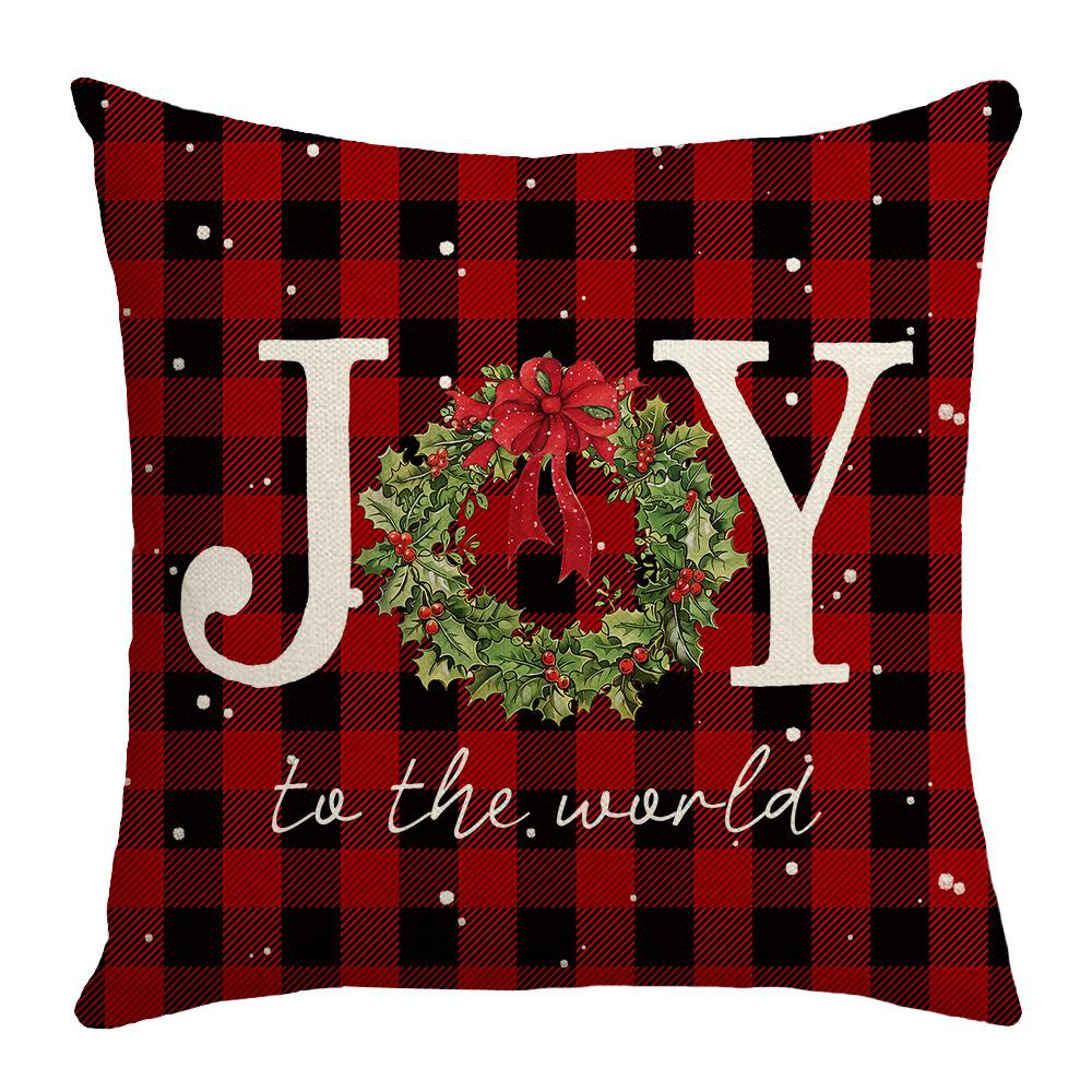 Christmas Digital Printed Christmas Tree Classic Red and Black Plaid Christmas Style Home Sofa Decoration Cushion Cushion