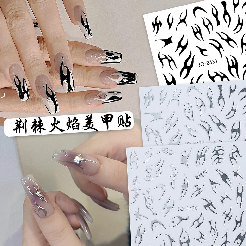 Mirror Thorns Flame Manicure Sticker Hot Gold And Silver Aurora Irregular Metal Nail Sticker Ornament