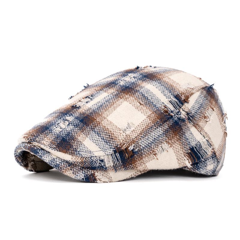 

Берет Женский Осенне-Зимний Клетчатый Кепка с Козырьком Мужской Британский Кепка Газетчика Кепка Художника бежевый