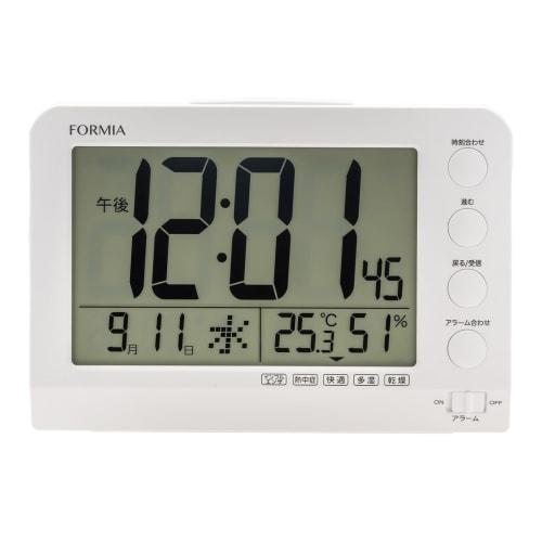 Formia Radio-Controlled Alarm Clock, Easy-to-Read Environmental Display, Temperature, Humidity, Date, Day of the Week, Electronic Sound Alarm, Snooze,