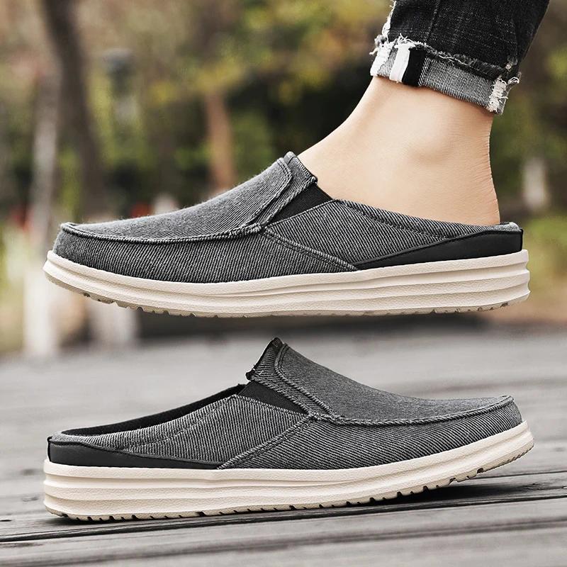 Fashion Outdoor Men's Half Drag All-match Mens Slip On Shoes New Arrival Breathable Male Muller Shoes 2024 Breathable Mens Sneakers